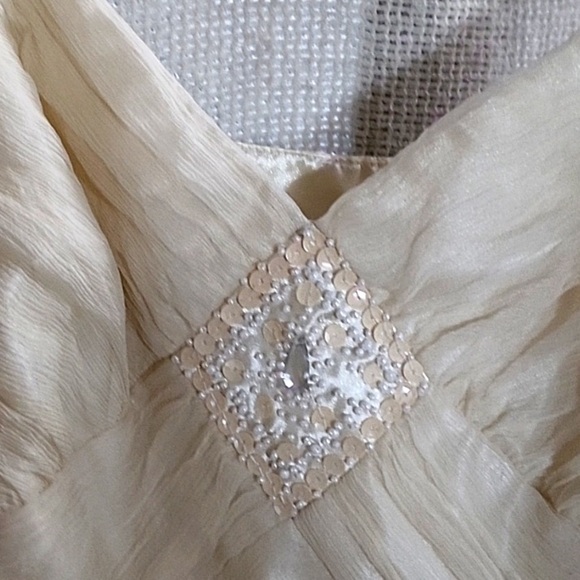 Beautiful Babydoll Blouse Tank Top Elegant Cream Pearl - Picture 2 of 9